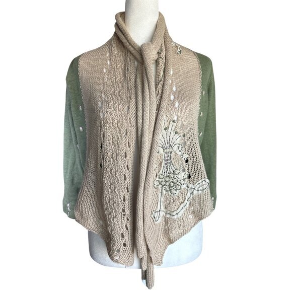 Field Flowers Sweaters - Field Flowers Anthropologie‎ Sweater Size Small Boho Cropped Embellished Green